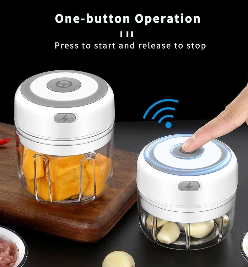 Electric Meat Grinder & Garlic Crusher – Mini USB Food Chopper