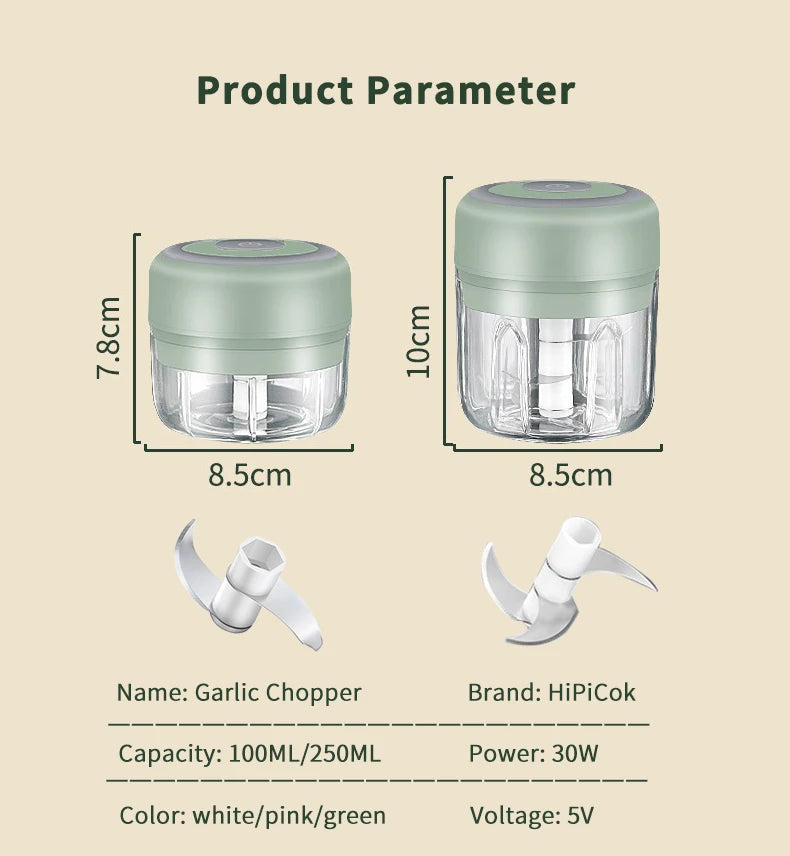 Electric Meat Grinder & Garlic Crusher – Mini USB Food Chopper