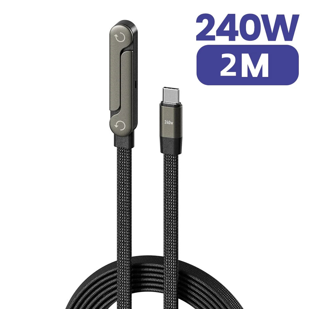 240W USB-C Charging Cable with Foldable Phone Stand - PrimeNest