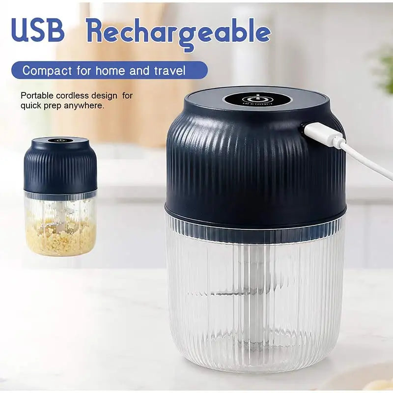 Electric Garlic Chopper with 6 Stainless Steel Blades, Mini Food Processor & Food Chopper for Kitchen, Portable Garlic Mincer
