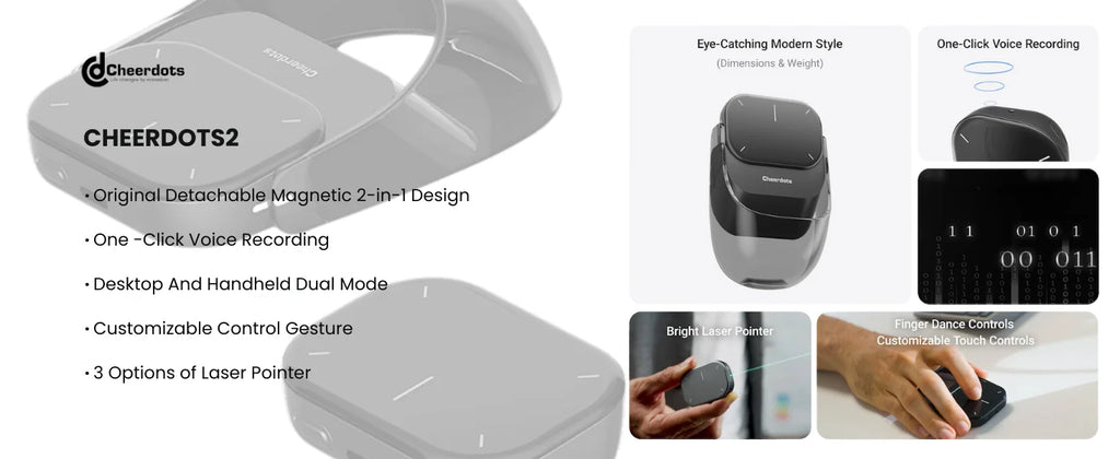 Cheerdots 2 Wireless Air Mouse – Detachable Touchpad with AI Recording
