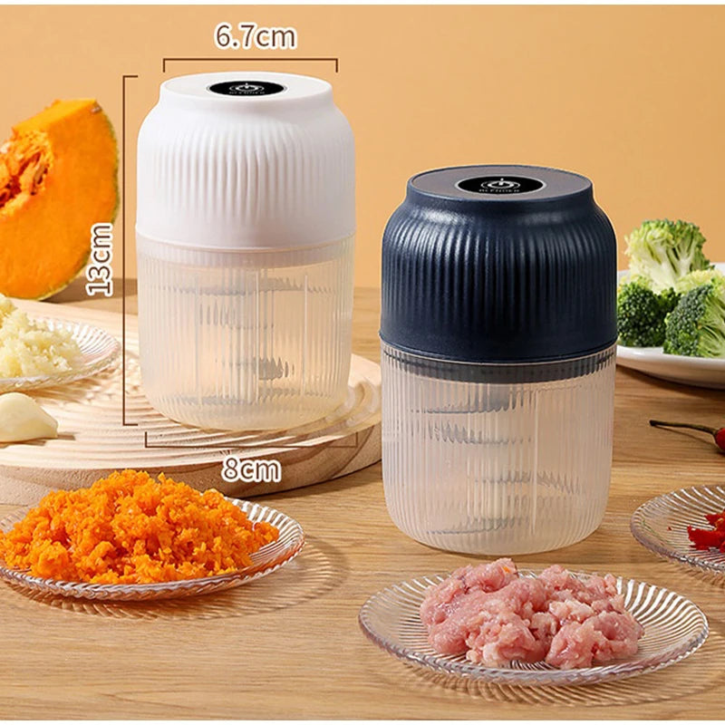 Electric Garlic Chopper with 6 Stainless Steel Blades, Mini Food Processor & Food Chopper for Kitchen, Portable Garlic Mincer