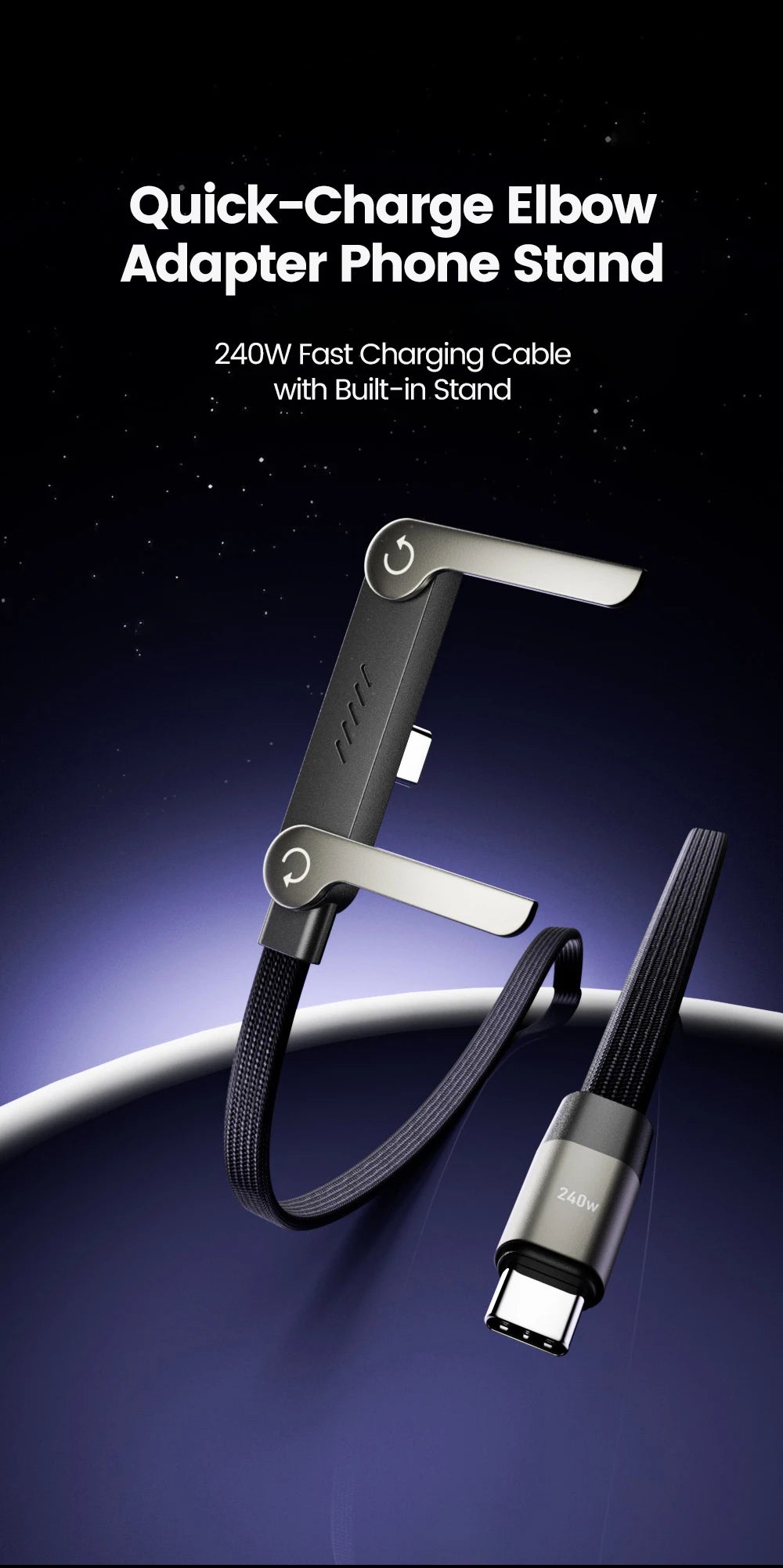 65W USB-C Fast Charging Cable with Phone Holder - PrimeNest