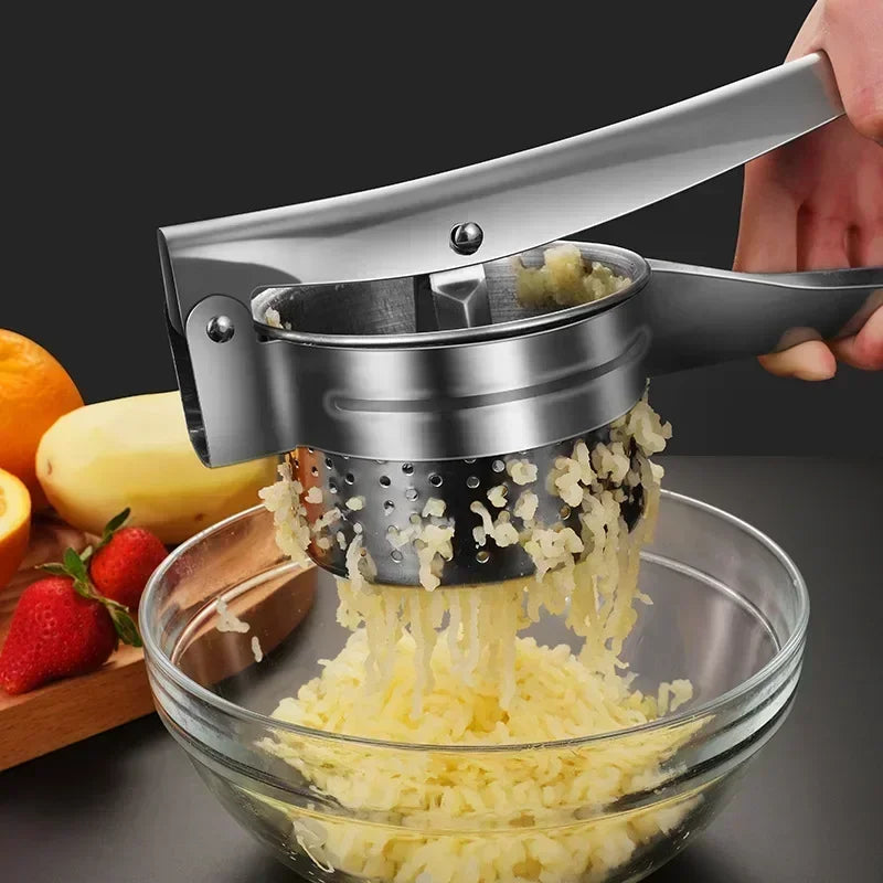 Stainless Steel Masher & Ricer Press – Potato, Fruit & Vegetable Squeezer