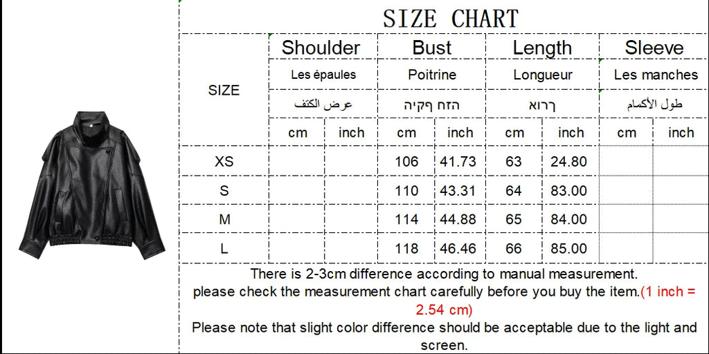 TFMLN Chic Black Faux Leather Jackets Women Long Sleeve Buttons Elastic Oversized Coats Fashion 2025 Autumn Winter Streetwear
