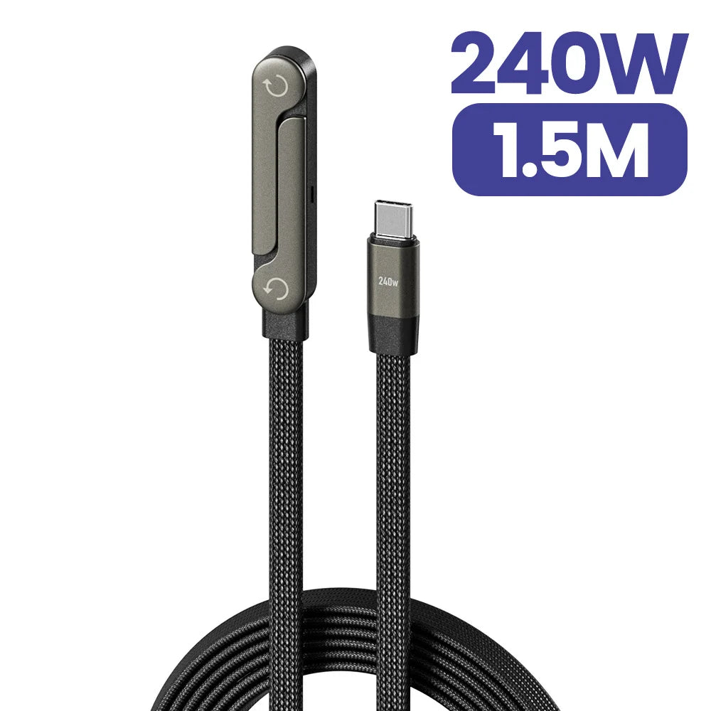 240W USB-C Charging Cable with Foldable Phone Stand - PrimeNest