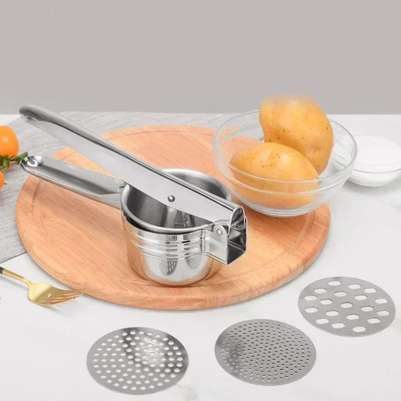 Stainless Steel Masher & Ricer Press – Potato, Fruit & Vegetable Squeezer