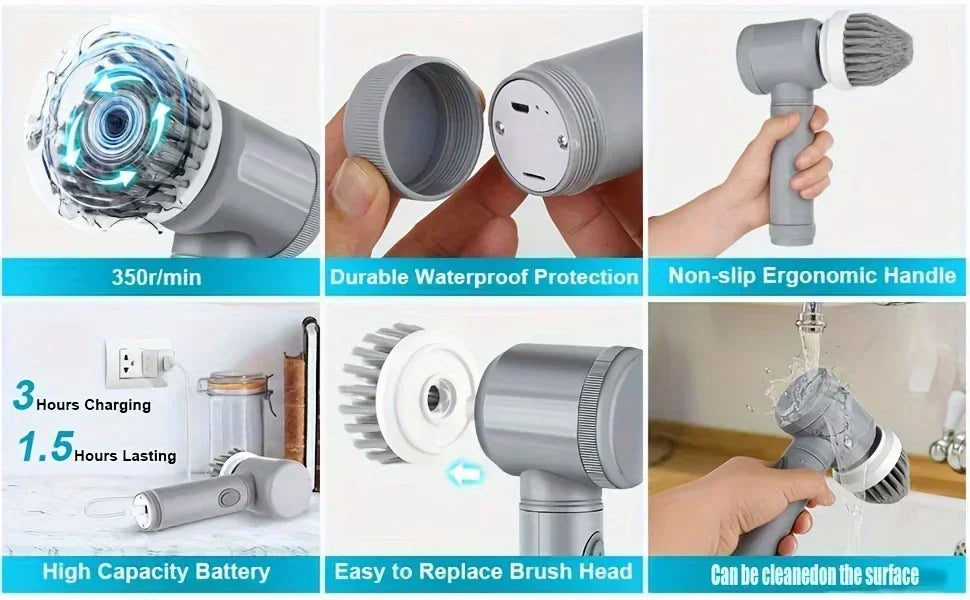 Wireless Electric Spin Cleaning Brush with 5 Heads - PrimeNest