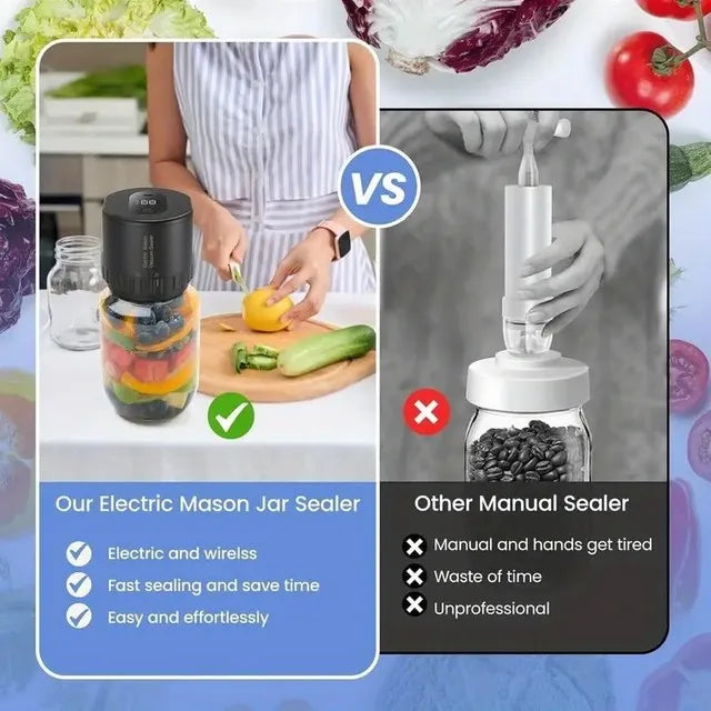 Electric Mason Jar Vacuum Sealer Kit - Upgrade Automatic Vacuum Sealer With External Assembly Vacuum Pump, Mason Jar Vacuum Seal