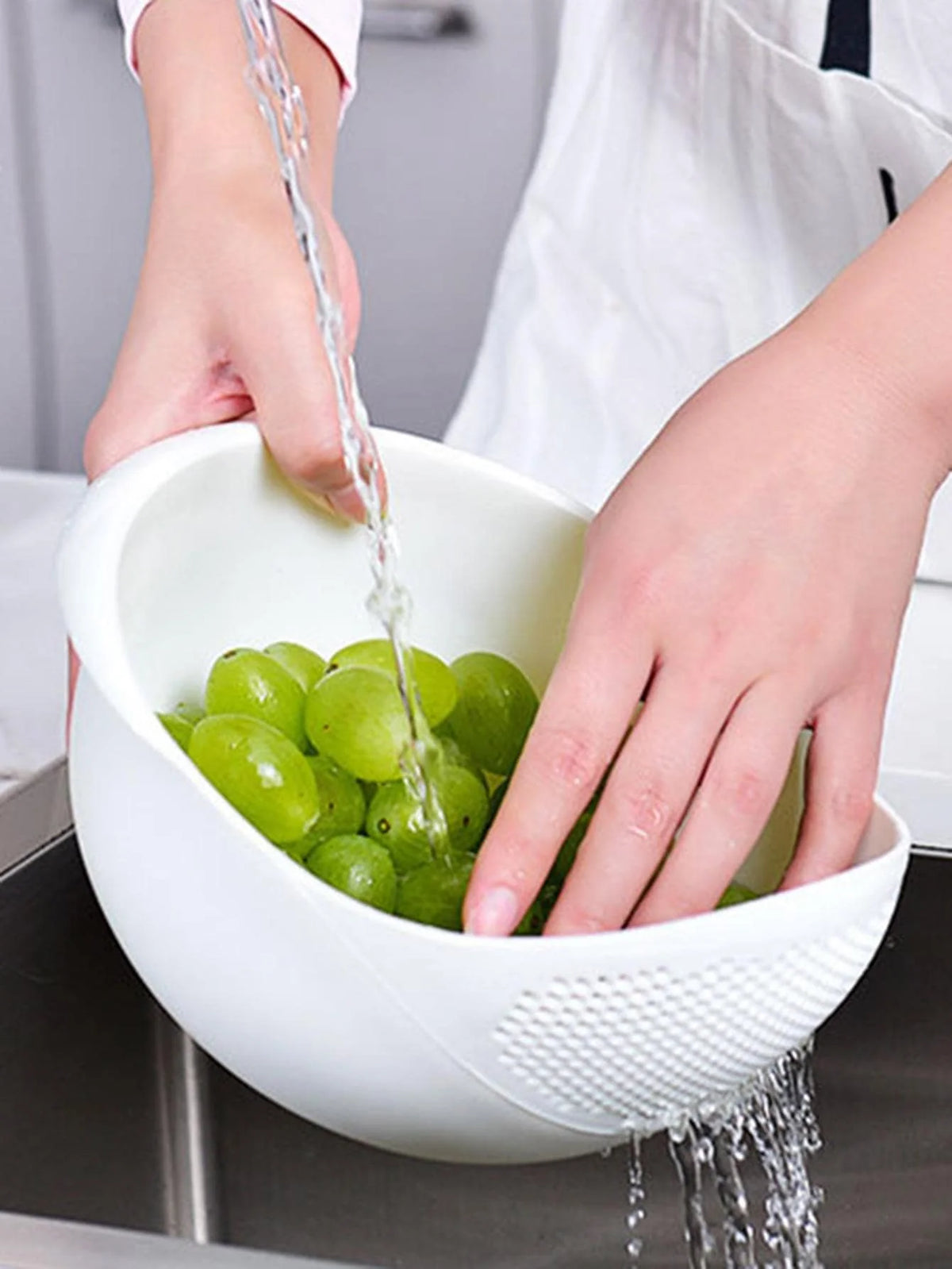 Colander Rice Bowl & Drain Basket with Handle – Fruit & Vegetable Washing Basket