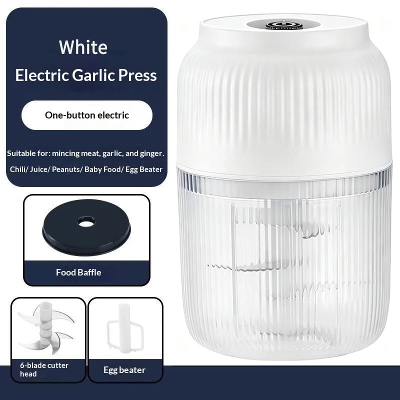 Electric Garlic Chopper with 6 Stainless Steel Blades, Mini Food Processor & Food Chopper for Kitchen, Portable Garlic Mincer