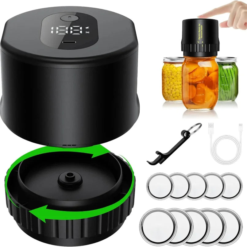 Electric Mason Jar Vacuum Sealer Kit - Upgrade Automatic Vacuum Sealer With External Assembly Vacuum Pump, Mason Jar Vacuum Seal