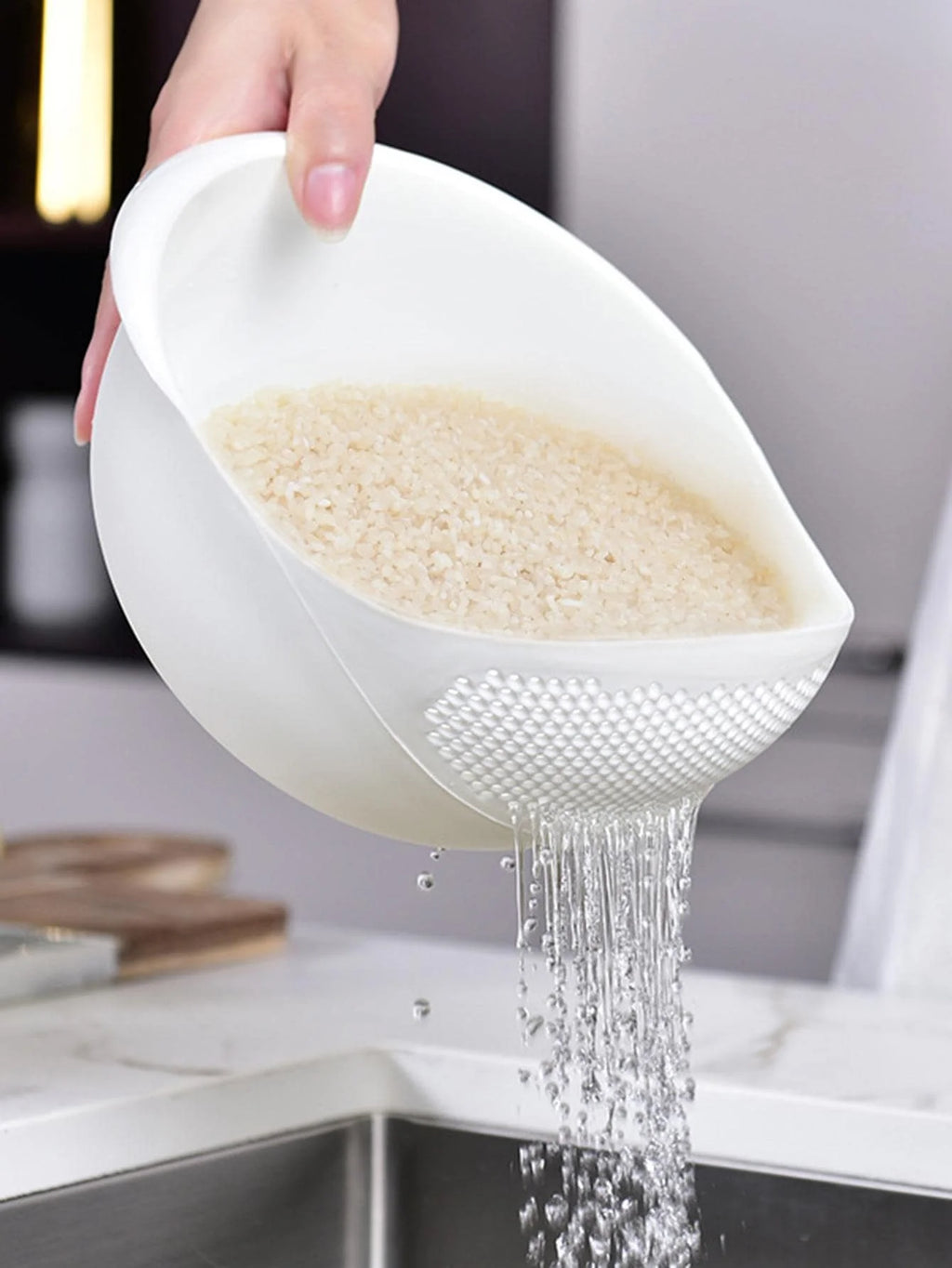 Colander Rice Bowl & Drain Basket with Handle – Fruit & Vegetable Washing Basket