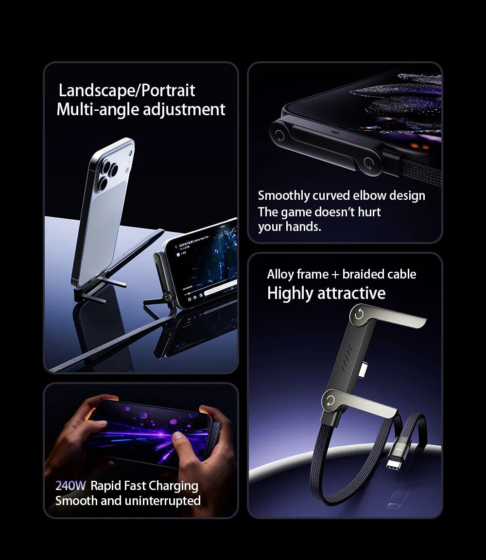 65W USB-C Fast Charging Cable with Phone Holder - PrimeNest