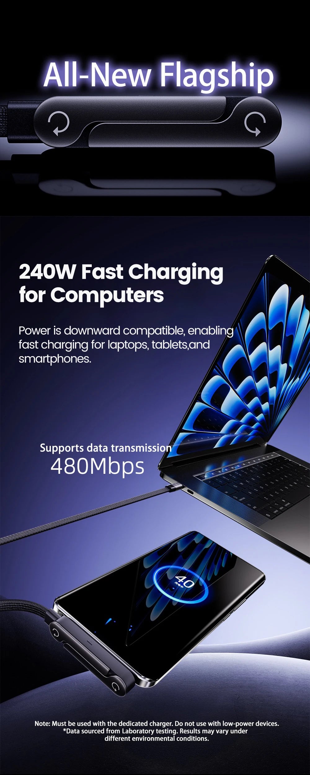 65W USB-C Fast Charging Cable with Phone Holder - PrimeNest
