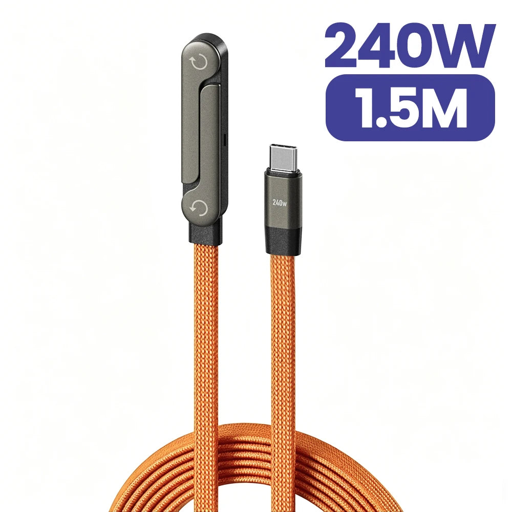 240W USB-C Charging Cable with Foldable Phone Stand - PrimeNest