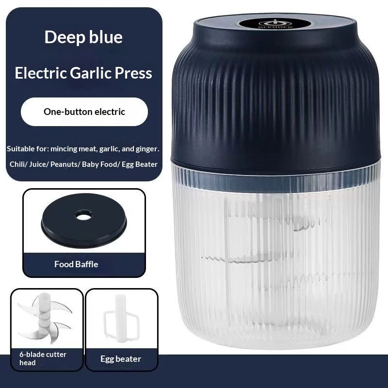 Electric Garlic Chopper with 6 Stainless Steel Blades, Mini Food Processor & Food Chopper for Kitchen, Portable Garlic Mincer