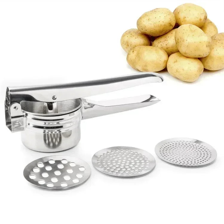 Stainless Steel Masher & Ricer Press – Potato, Fruit & Vegetable Squeezer