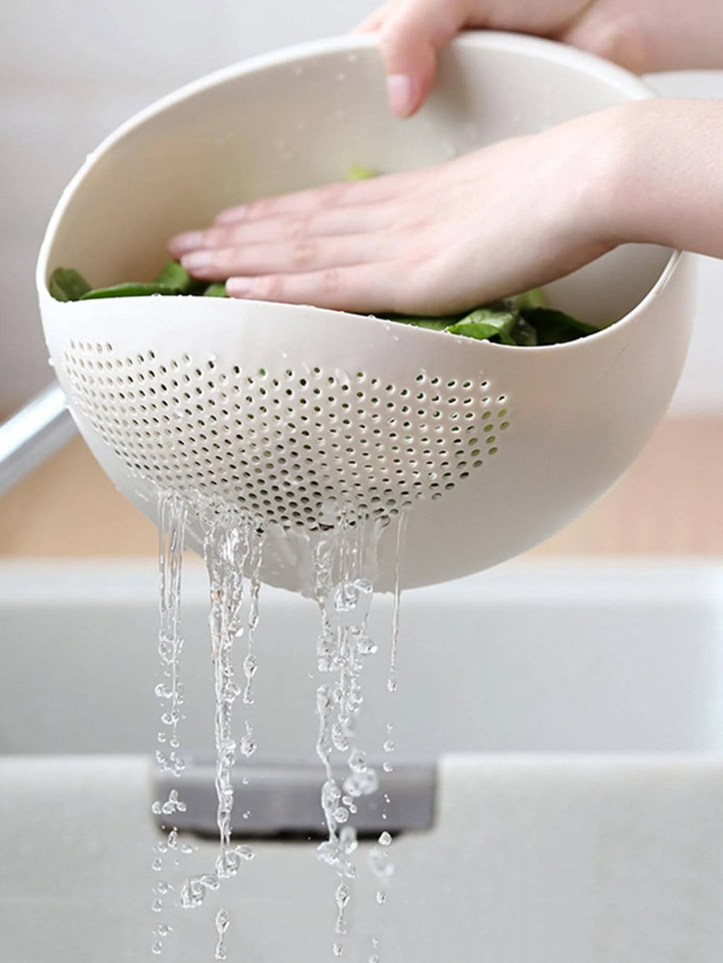 Colander Rice Bowl & Drain Basket with Handle – Fruit & Vegetable Washing Basket