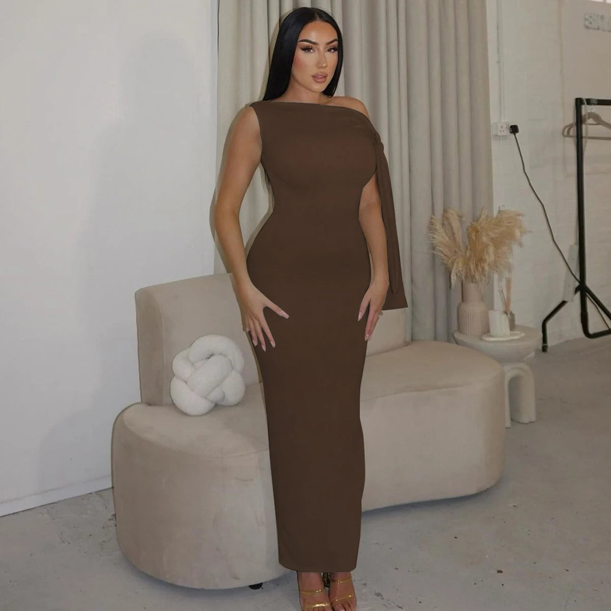Hugcitar Fashion Solid O Neck Sleeveless Patchwork Sexy Bodycon Maxi Prom Dress Summer Women Clothes Party Festival Club Y2K