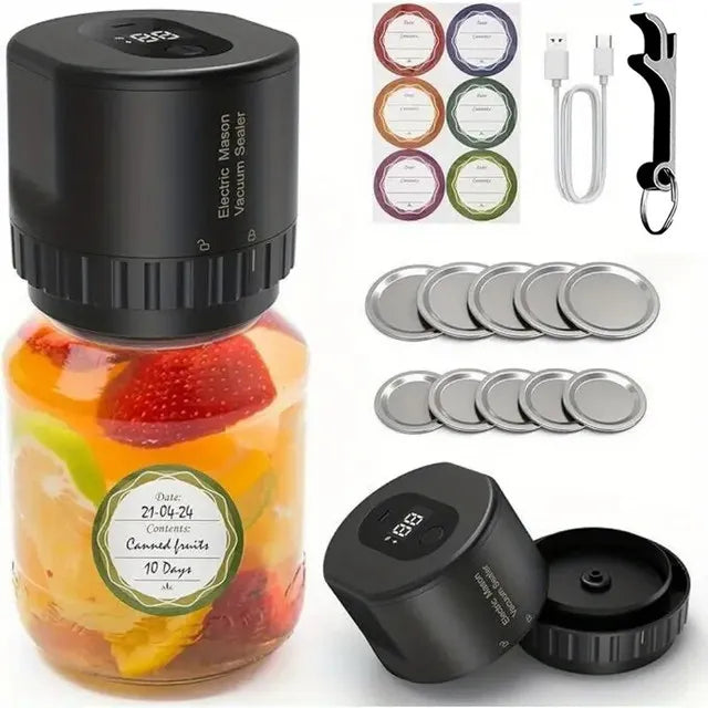 Electric Mason Jar Vacuum Sealer Kit - Upgrade Automatic Vacuum Sealer With External Assembly Vacuum Pump, Mason Jar Vacuum Seal