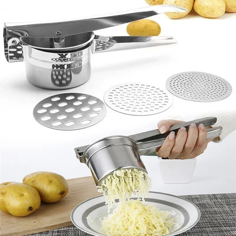 Stainless Steel Masher & Ricer Press – Potato, Fruit & Vegetable Squeezer