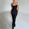 Women's Spaghetti Strap Satin Backless Sexy Dress Summer Beauty Elegant Party Evening Dress Tight Long Dress