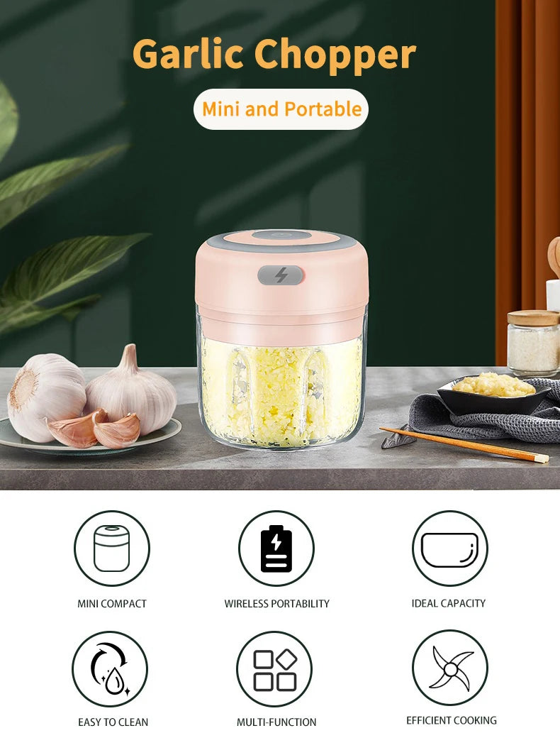 Electric Meat Grinder & Garlic Crusher – Mini USB Food Chopper