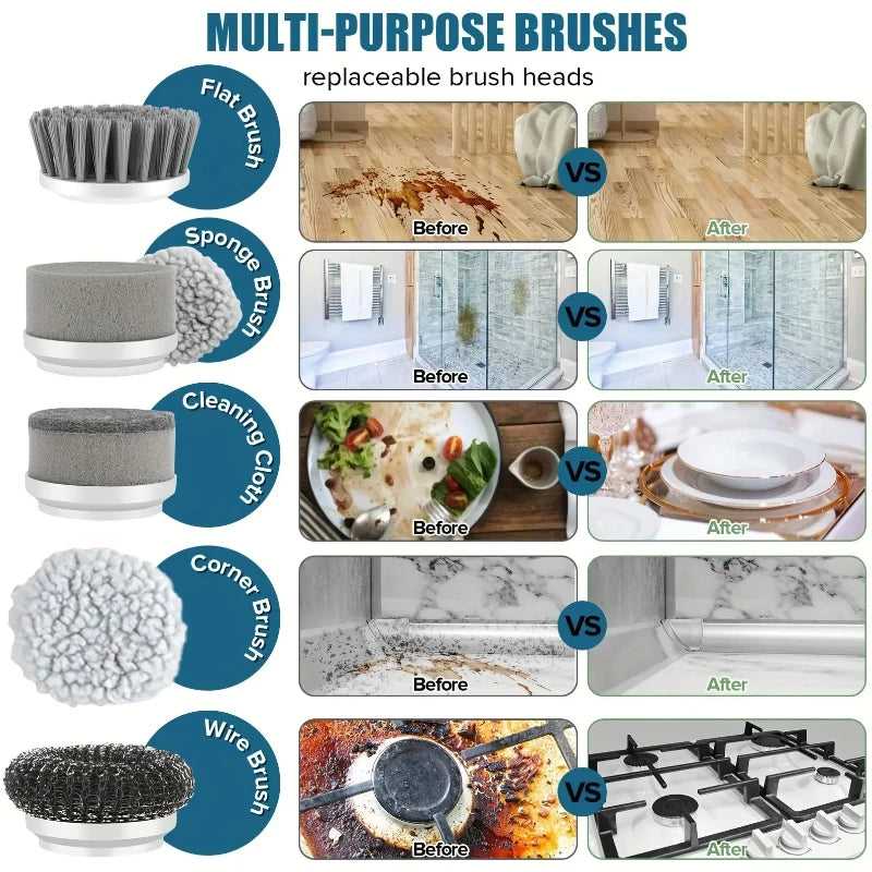 Wireless Electric Spin Cleaning Brush with 5 Heads - PrimeNest