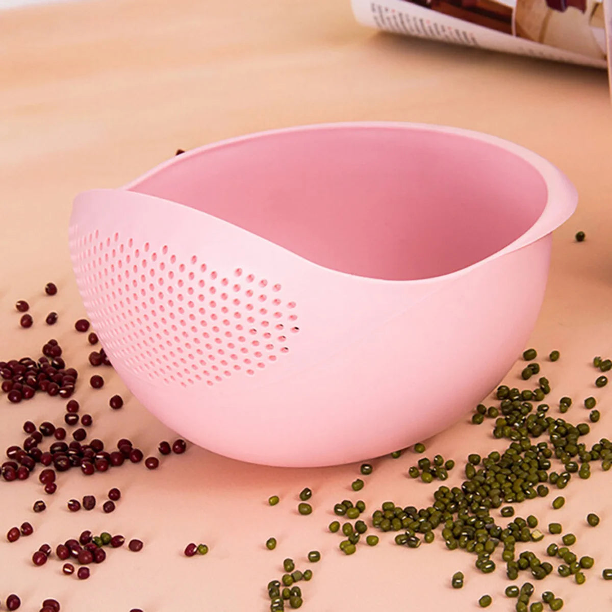 Colander Rice Bowl & Drain Basket with Handle – Fruit & Vegetable Washing Basket