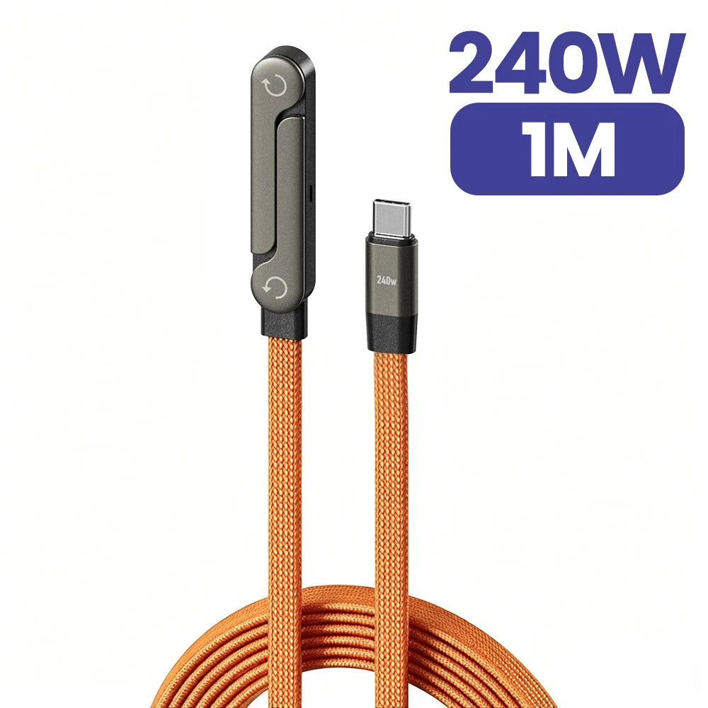 240W USB-C Charging Cable with Foldable Phone Stand - PrimeNest